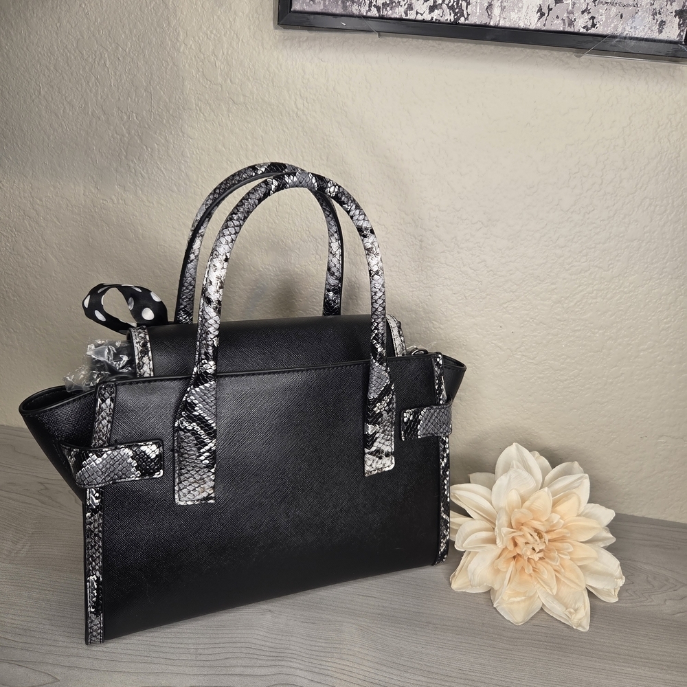 Michael kors Black Satchel with Black and white snake trim. NWOT. - Picture 2 of 6